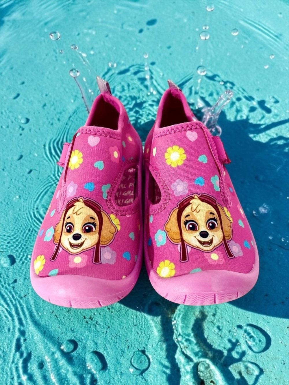 NWOT Paw Patrol Skye Water Shoes Pink Floral Thick‑Sole Toddler Girl 10